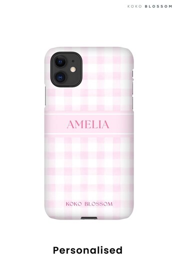 Personalised Pink Gingham Phone Case by Koko Blossom (R75022) | £25