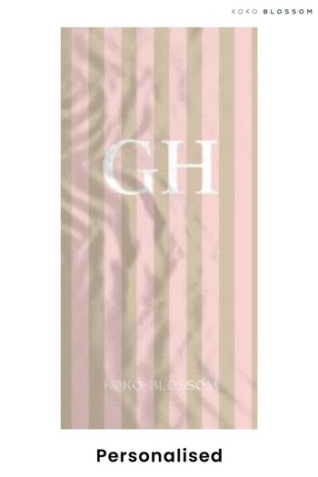 Personalised  Caramel & Blush Amalfi Stripe Towel by Koko Blossom (R75044) | £28