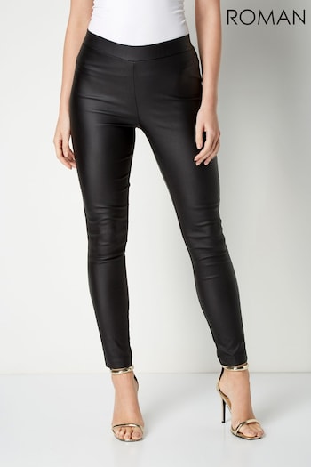 Roman Black Originals Faux Leather Pull On Trousers (R75108) | £30