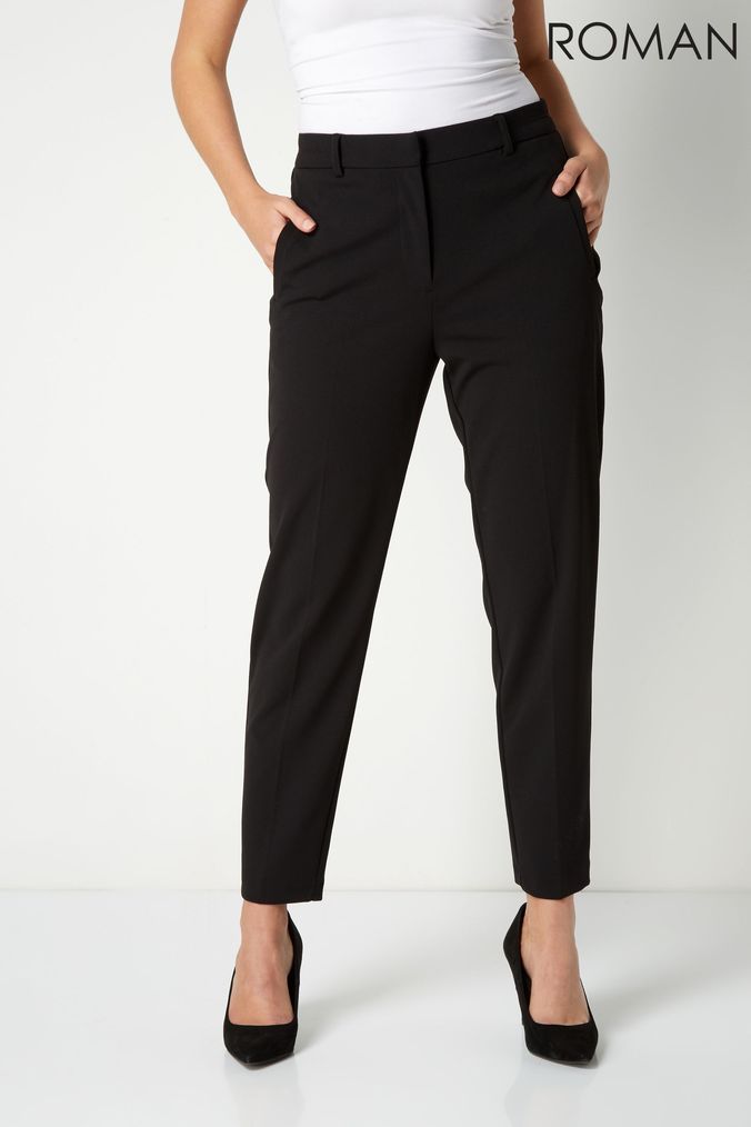 Ladies Loose Summer Trousers Stretch Elasticated Straight Leg Tapered  Trousers. | eBay