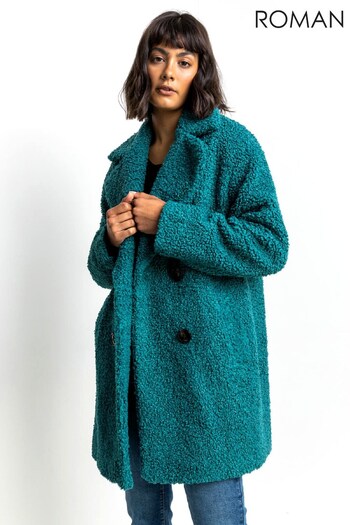 Roman Green Longline Teddy Coat (R75608) | £65