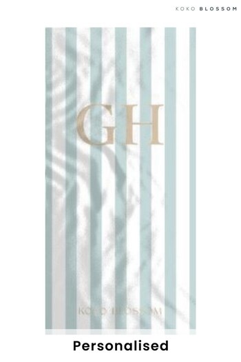 Personalised  Teal & Vanilla Amalfi Stripe Towel by Koko Blossom (R75678) | £28