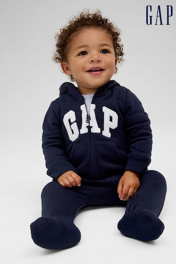 Gap Dark Blue Logo Zip Hooded All in One - Baby (Newborn - 24mths) (R75778) | £25