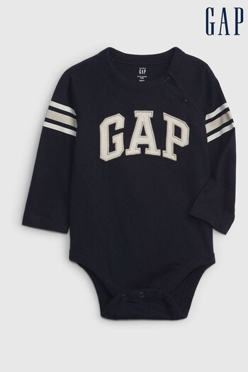 Gap Navy Logo Long Sleeve Baby Bodysuit (R77524) | £12