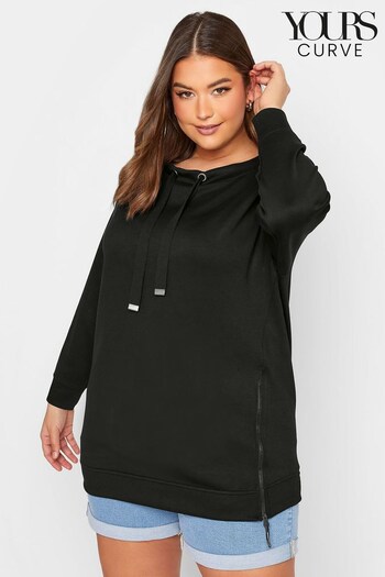 Yours Curve Black Zip Detail Sweatshirt (R78534) | £27