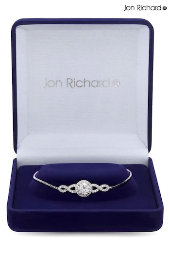 Jon Richard Silver Cubic Zirconia Halo Infinity Crystal Toggle Bracelet in a Gift Box (R78945) | £35