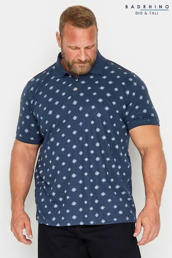 BadRhino Big & Tall Blue Print Polo Shirt (R79146) | £24