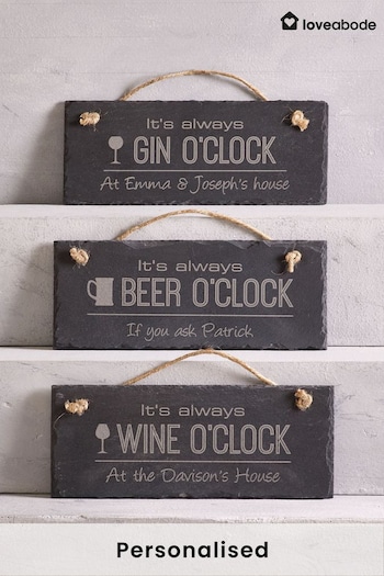 Personalised Wine O Clock Real Slate Sign by Loveabode (R79186) | £17