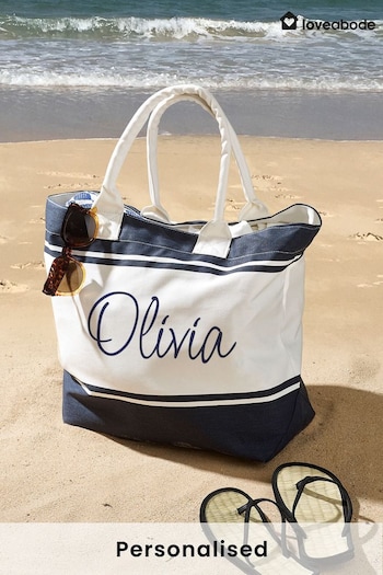 Personalised Stripe Beach Bag by Loveabode (R79277) | £23