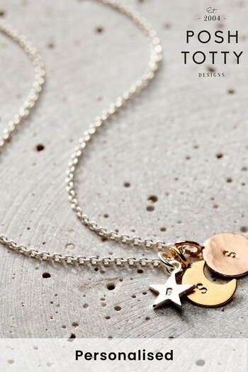 Personalised Mixed Sun Moon and Star Necklace by Posh Totty Designs (R79319) | £59