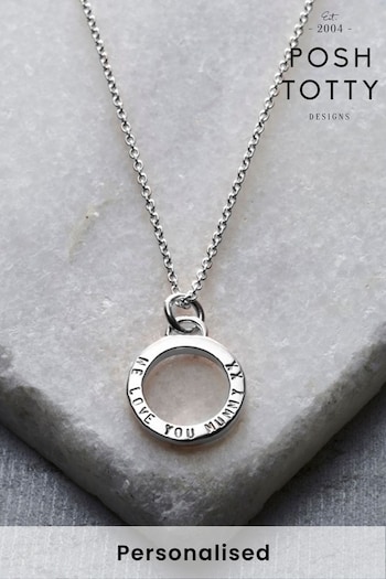 Personalised Geometric Circle Charm Necklace by Posh Totty Designs (R79324) | £33