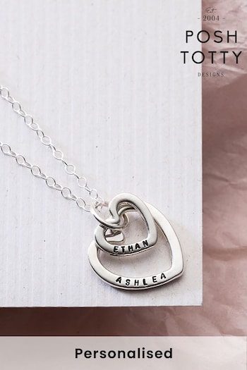 Personalised Mummy And Baby Heart Necklace by Posh Totty Designs (R79326) | £75
