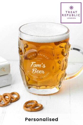 Personalised Dimpled Beer Glass by Treat Republic (R79396) | £18