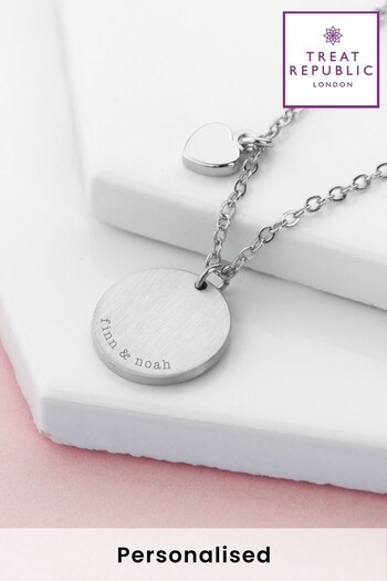 Personalised Heart And Disc Family Necklace by Treat Republic (R79408) | £26