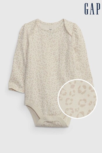 Gap Cream Print Long Sleeve Baby Bodysuit (R79482) | £8