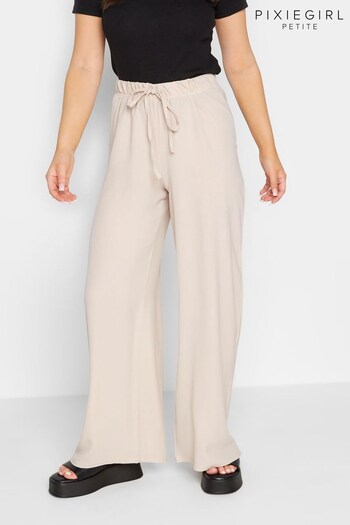 PixieGirl Petite Neutral Wide Leg Trousers (R79536) | £30