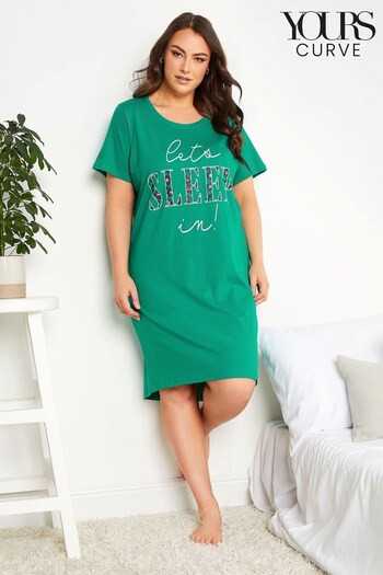 Yours Curve Green Let's Sleep In Dipped Back Nightdress (R80180) | £17