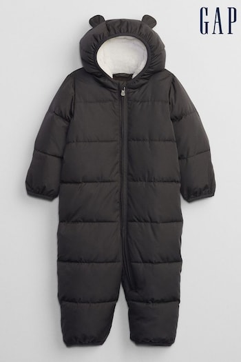 Gap Black Sherpa Lined Water Resistant Puffer Snowsuit (R80182) | £45