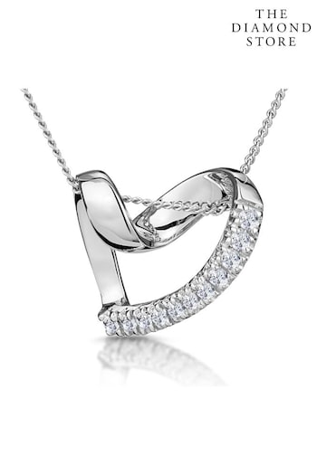 The Diamond Store 9k White Gold Heart Pendant Necklace 0.10ct Diamond (R80334) | £249