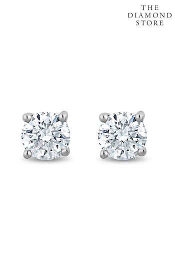 The Diamond Store 9k White Gold Lab Diamond Studded Earrings 0.30ct H/Si Quality 3.6mm (R80335) | £259