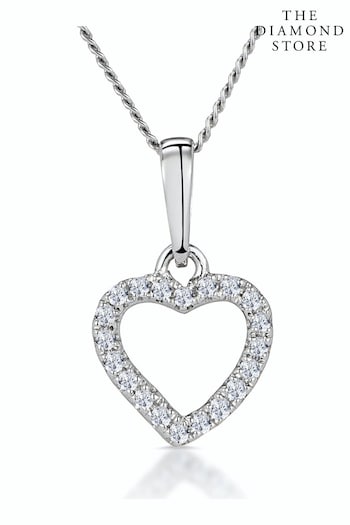 The Diamond Store 9k White Gold Stellato Diamond Heart Necklace (R80336) | £219