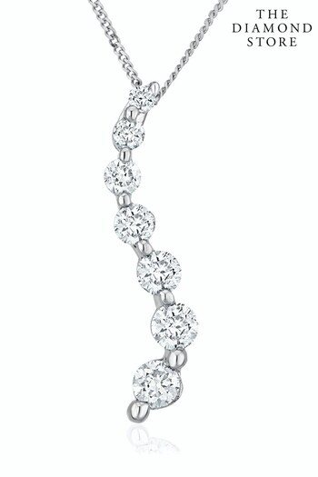 The Diamond Store 9k White Gold Lab Diamond Life Journey Pendant Necklace 0.25ct H/Si (R80343) | £235