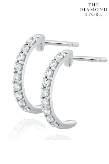 The Diamond Store 9k White Gold Comfort Huggy Lab Diamond Earrings 0.25ct H/Si (R80345) | £269