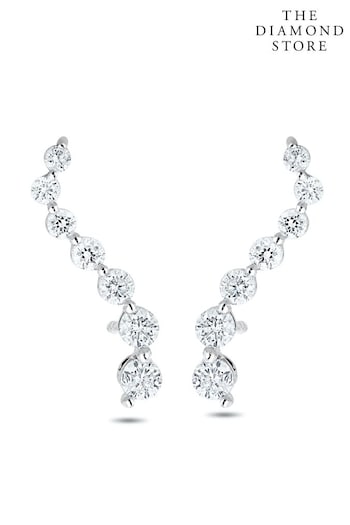 The Diamond Store 9k White Gold Ear Climber Life Journey 0.50ct Lab Diamond Earrings (R80348) | £375