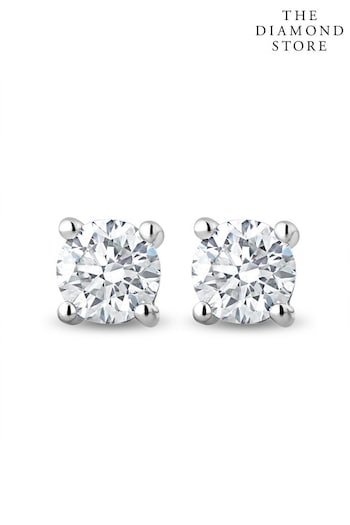 The Diamond Store 9k White Gold Lab Diamond Studded Earrings 0.50ct H/Si Quality 4.2mm (R80351) | £395