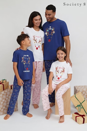 Society 8 Blue Deer Matching Family Christmas PJ Set (R80386) | £26