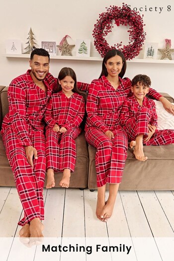 Society 8 Red Flannel Matching Family Flannel Christmas PJ Set (R80399) | £28