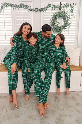 Society 8 Green Flannel Matching Family Flannel Christmas PJ Set (R80401) | £28