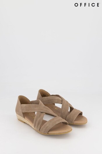 Office Nude Wide FIt Suede Cross Strap Espadrille Wedge Sandal (R80412) | £58