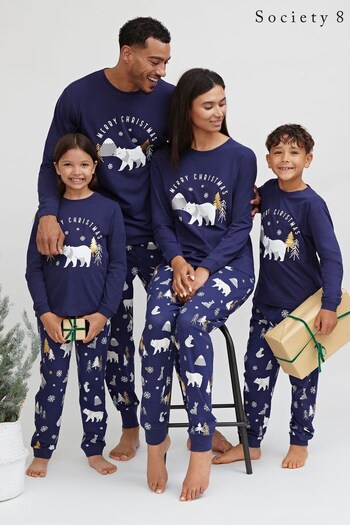 Society 8 Navy Forest Polarbear New In Footwear Forest PJ Set (R80435) | £20