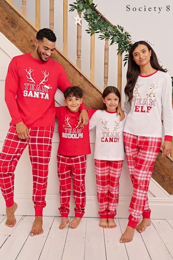 Society 8 Red Reindeer Team Matching Family Christmas PJ Set (R80440) | £9