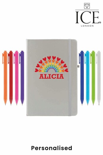 Personalised Notebook with Set of 8 Pens by Ice London (R80475) | £16