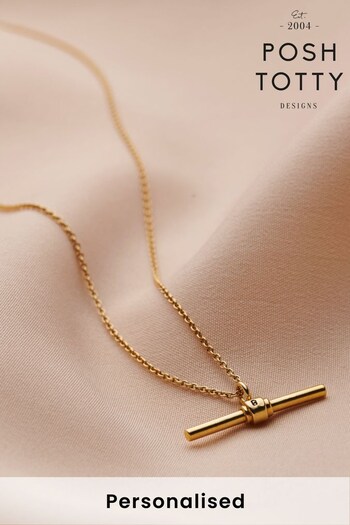 Personalised Albert T Bar Necklace by Posh Totty (R80507) | £79