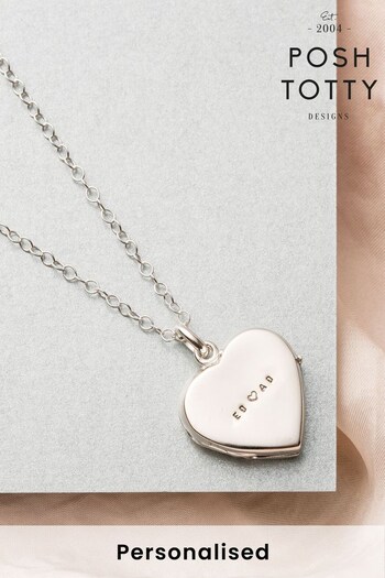 Personalised Heart Locket Necklace by Posh Totty (R80511) | £70