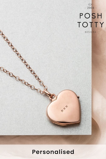 Personalised Heart Locket Necklace by Posh Totty (R80512) | £90