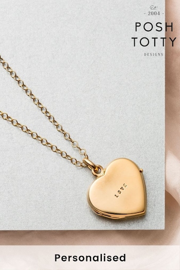 Personalised Heart Locket Necklace by Posh Totty (R80513) | £85