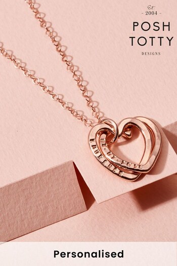 Personalised Interlinking Hearts Necklace by Posh Totty (R80518) | £92