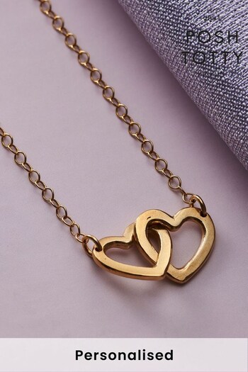 Personalised Double Heart Names Necklace by Posh Totty (R80525) | £79