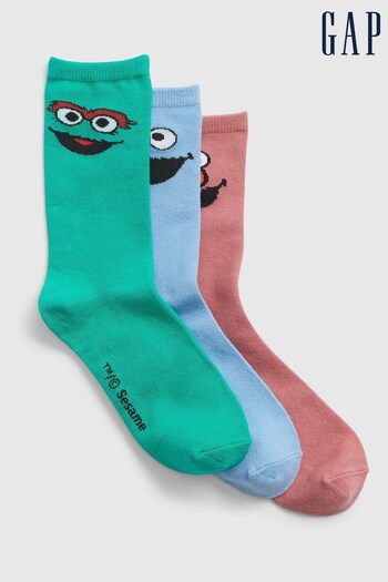 Gap Multi Sesame Street Crew Socks 3-Pack (R80652) | £8
