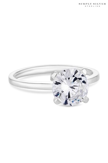 Simply Silver Silver Sterling Silver 925 with Cubic Zirconia Solitaire Ring - Medium (R80912) | £35