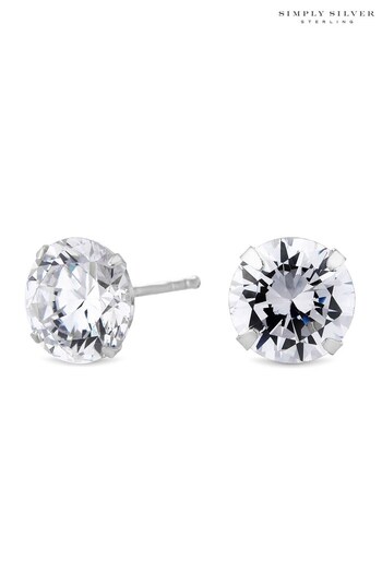 Simply Silver Silver Sterling Silver 925 with Cubic Zirconia 8mm Solitaire Stud Earrings (R80930) | £18