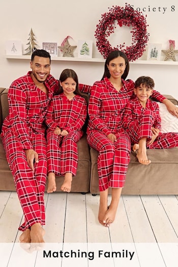 Society 8 Red Flannel Matching Family Check Christmas Pyjamas Set (R81309) | £22