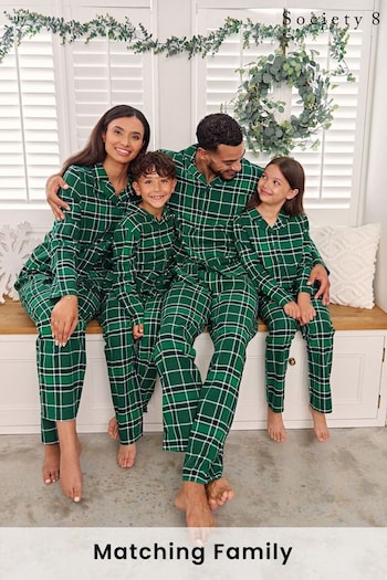 Society 8 Green Flannel Matching Family Check Christmas Pyjamas Set (R81741) | £22