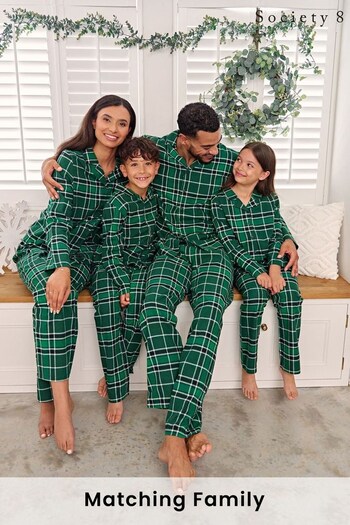 SOCIETY 8 KIDSWEAR Green Flannel Girls Family PJ Set (R81742) | £22