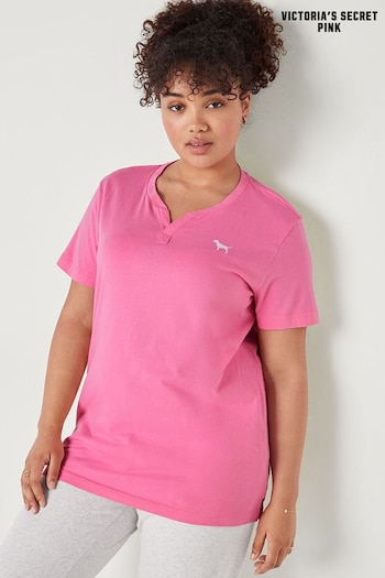 Victoria's Secret PINK Dreamy Pink V Neck Short Sleeve T-Shirt (R81776) | £14