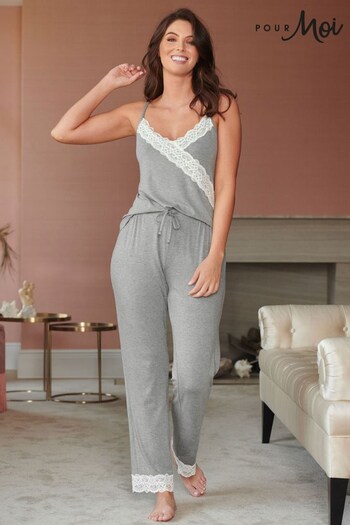 Pour Moi Grey Sofa Loves Lace Soft Jersey Trouser (R82281) | £26